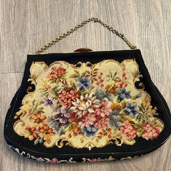 jolles Handbags - Vintage Jolles made in Austria needlepoint Floral Embroidered Women's Bag